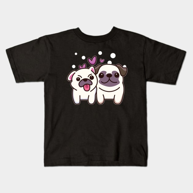 Cute Dog Couple Valentine Kids T-Shirt by Kawaii Bomb